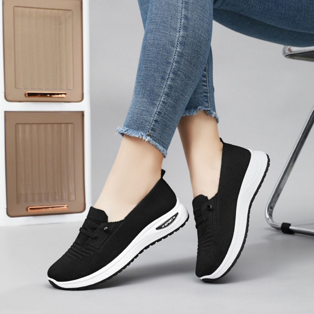 Orthopädische Damen Walking-Schuhe mit Fussgewölbestütze