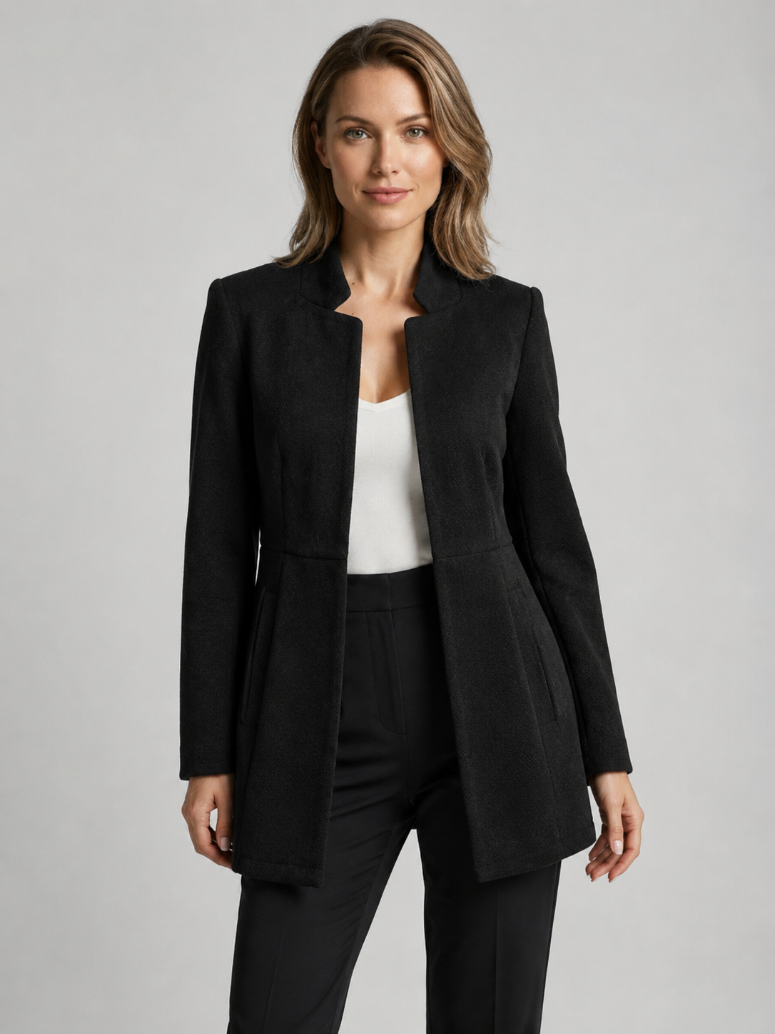 Kragenloser Damen Blazer Mit Offener Front