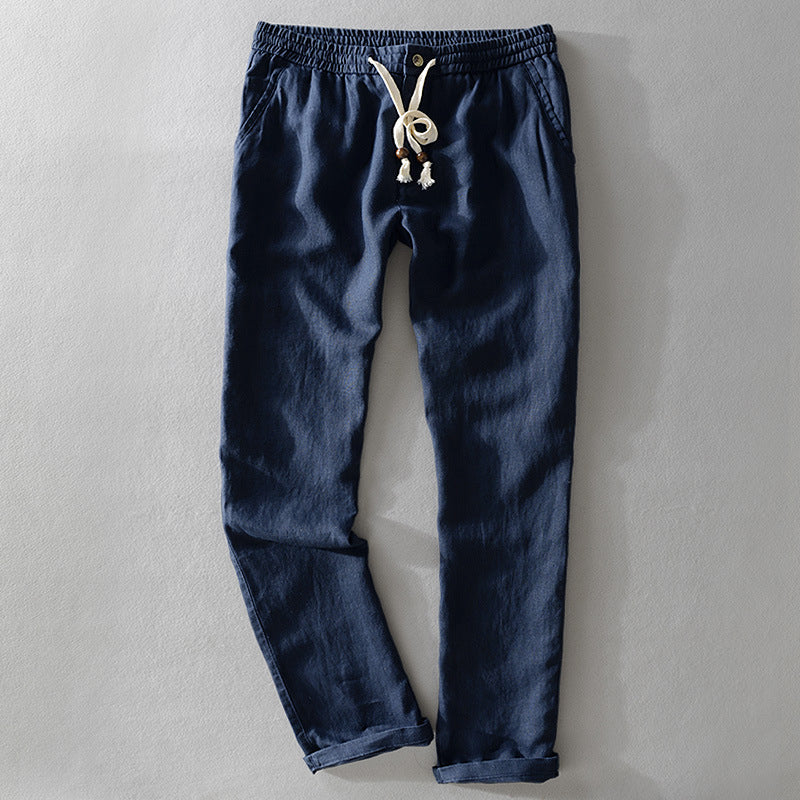 Leinenhose Herren – Leichte Sommerhose mit Kordelzug & Elastikbund