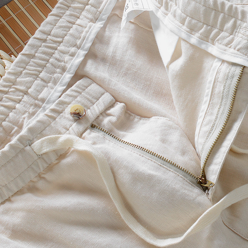 Leinenhose Herren – Leichte Sommerhose mit Kordelzug & Elastikbund