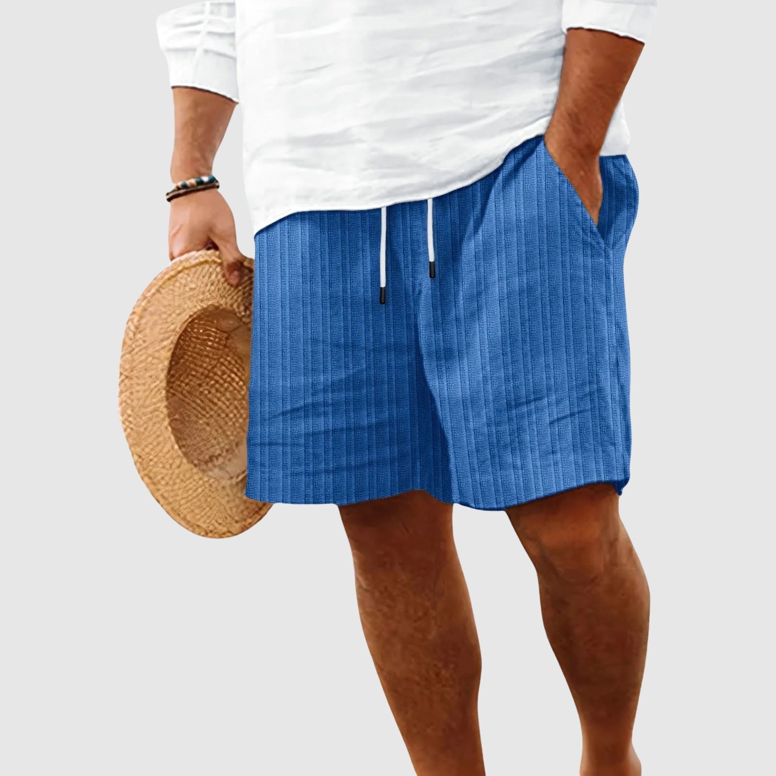 Herren-Shorts mit Streifenmuster und Kordelzug