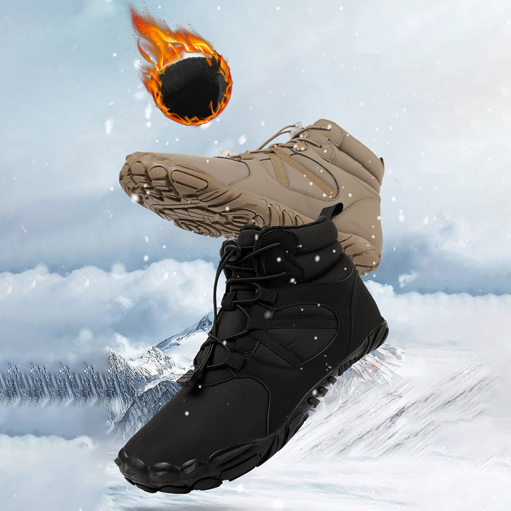 Winterliche Barfuss-Wanderstiefel für Trails und Spaziergänge