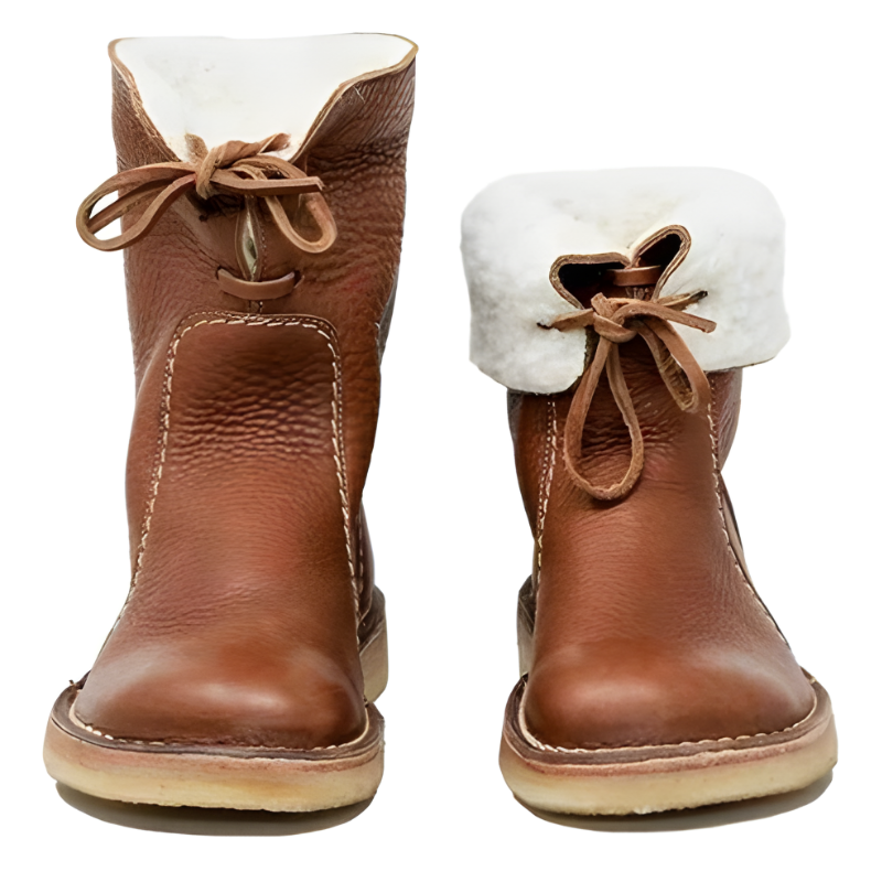 Gefütterte Damen Schnürboots mit Krepp-Gummisohle