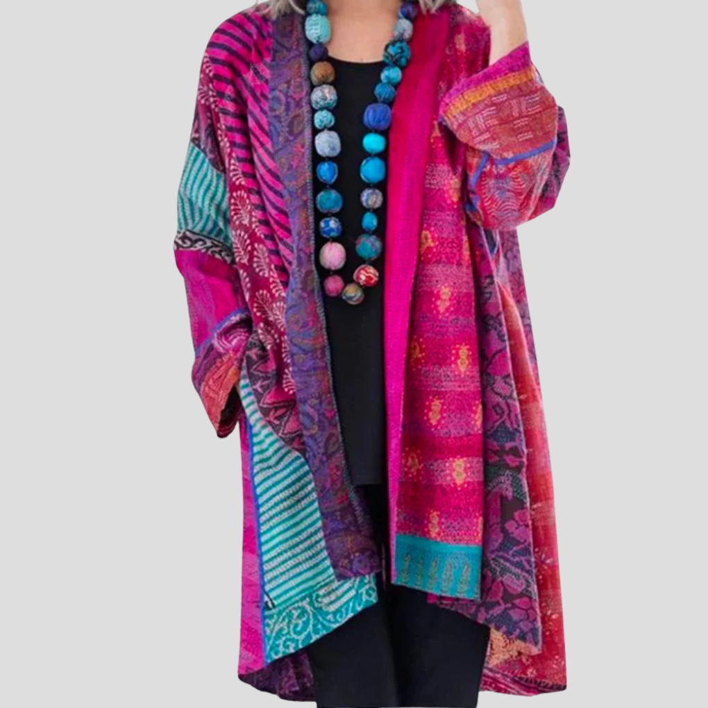 Offene Strickjacke mit Rippenbündchen und Taschen