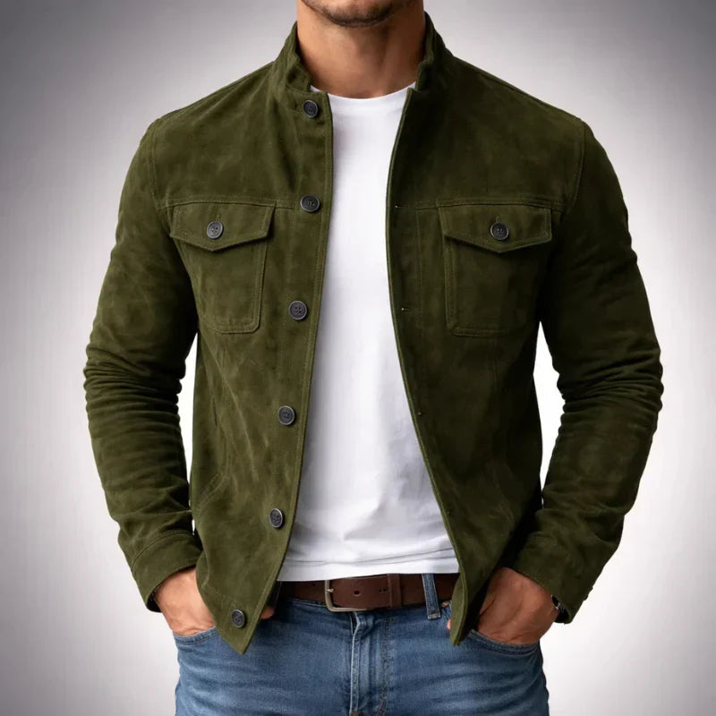 Herren Jacke In Wildlederoptik Mit Brusttaschen