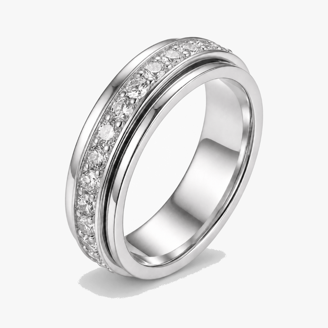Drehbarer Spinner Ring mit Zirkonia Steinen