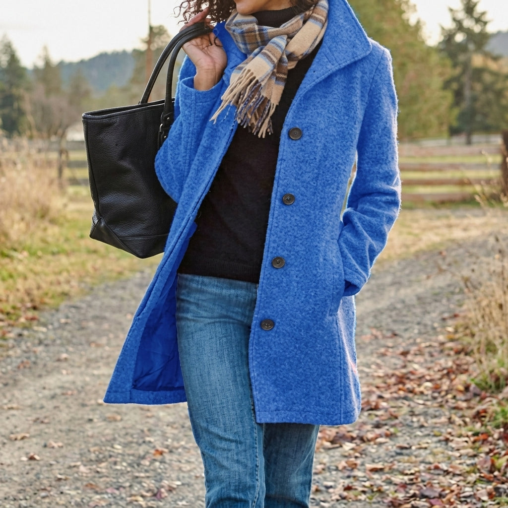 Klassischer Langer Damen Wintermantel mit Knopfleiste