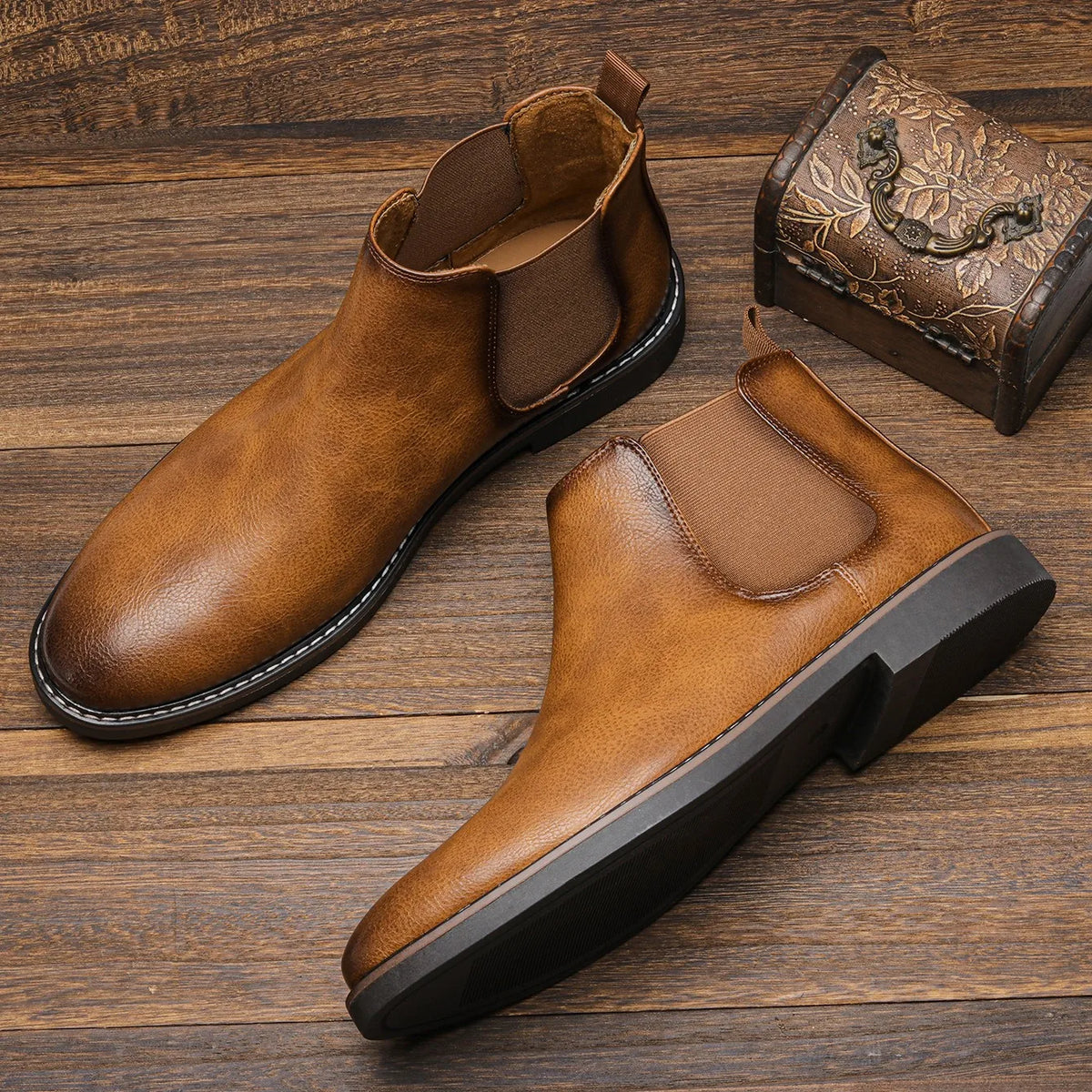Herren Chelsea Boots Im Retro Look Mit Elastikeinsatz