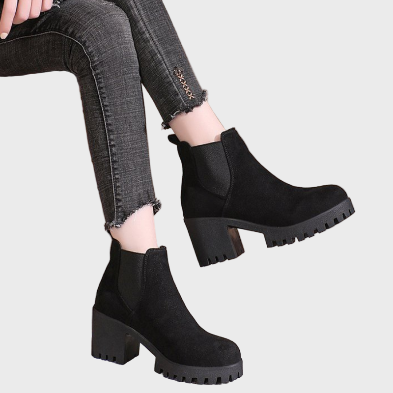 Leichte Damen Kurzstiefel Mit Blockabsatz Und Polstersohle