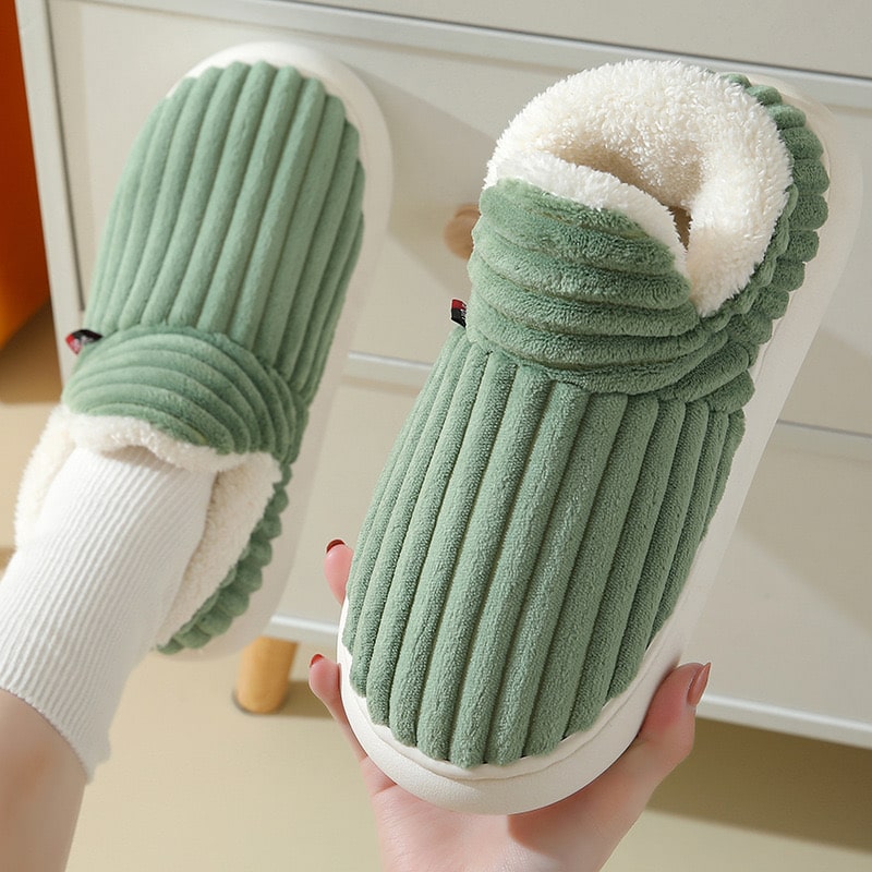 Warme Hausschuhe Mit Dicker Sohle Und Flanellfleece