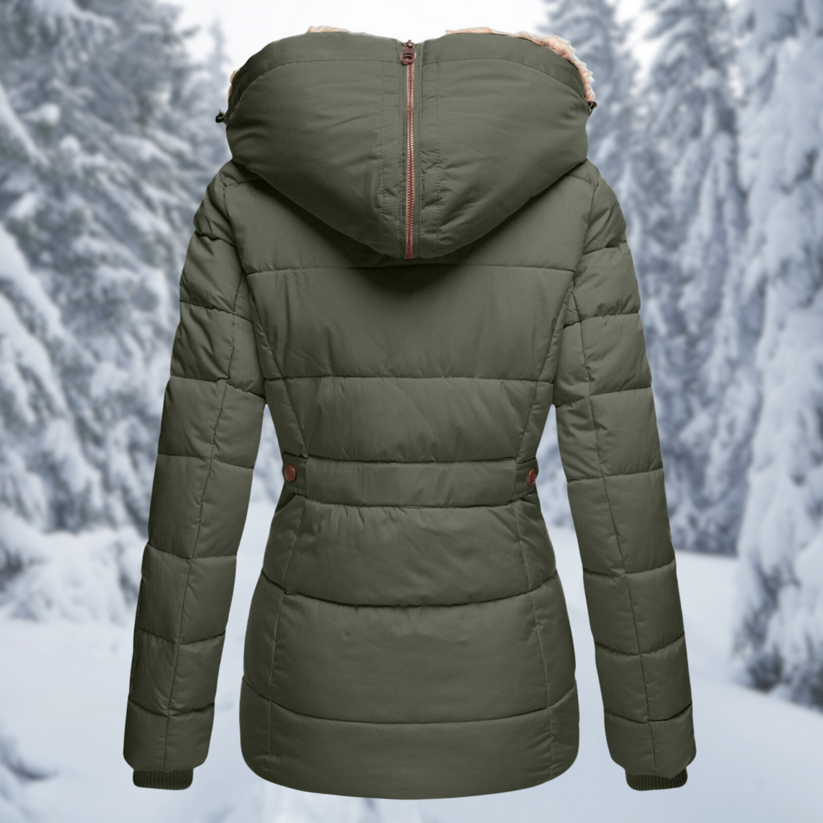 Damen Winterjacke Mit Fellkapuze Und Plüschfutter