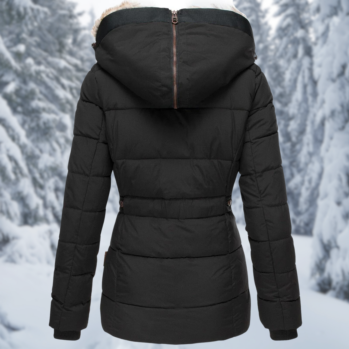 Damen Winterjacke Mit Fellkapuze Und Plüschfutter