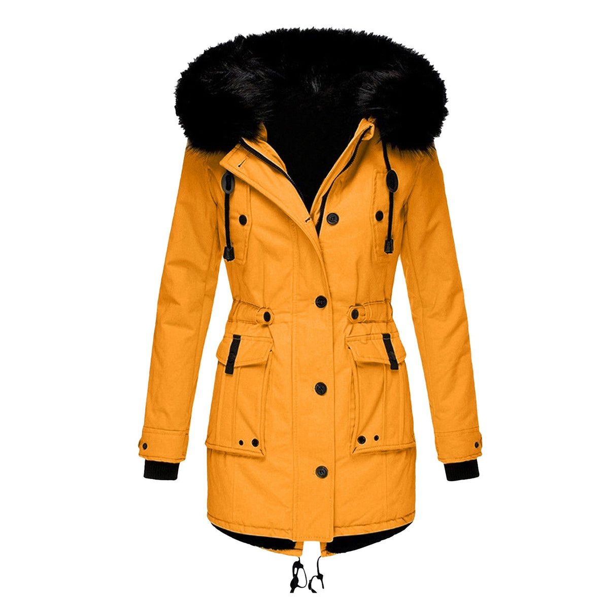 Parka pour femme avec capuche en fausse fourrure et matelassage