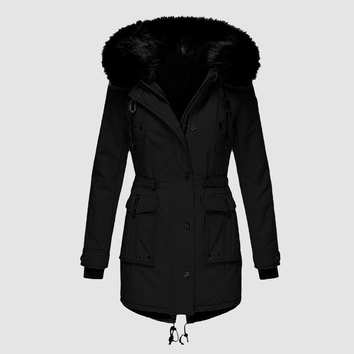Parka pour femme avec capuche en fausse fourrure et matelassage