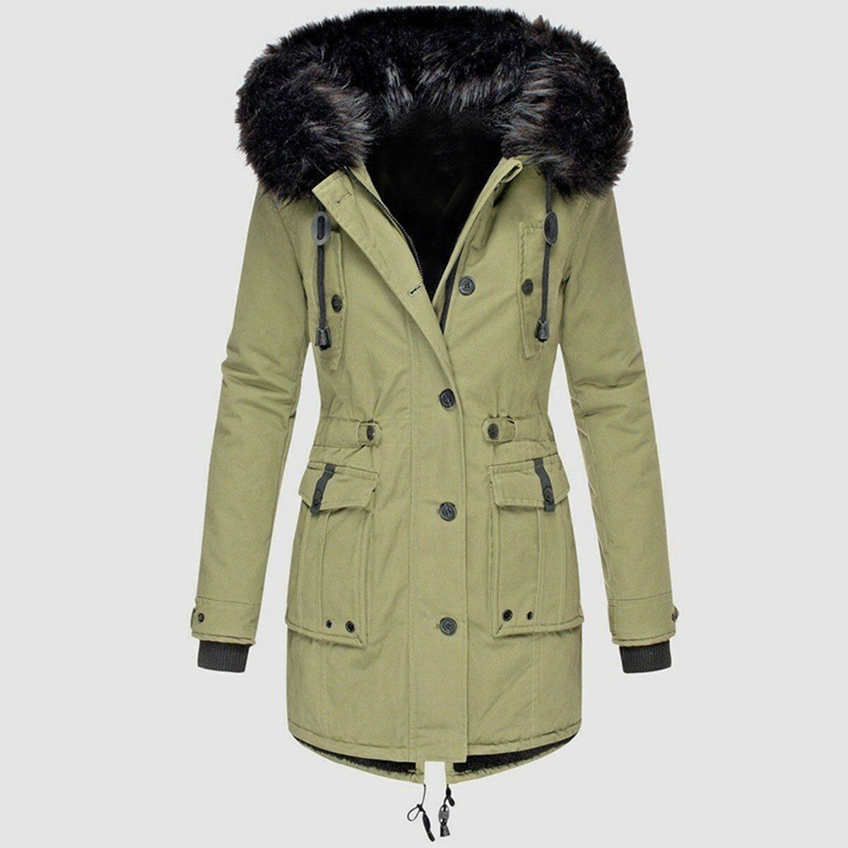 Parka pour femme avec capuche en fausse fourrure et matelassage