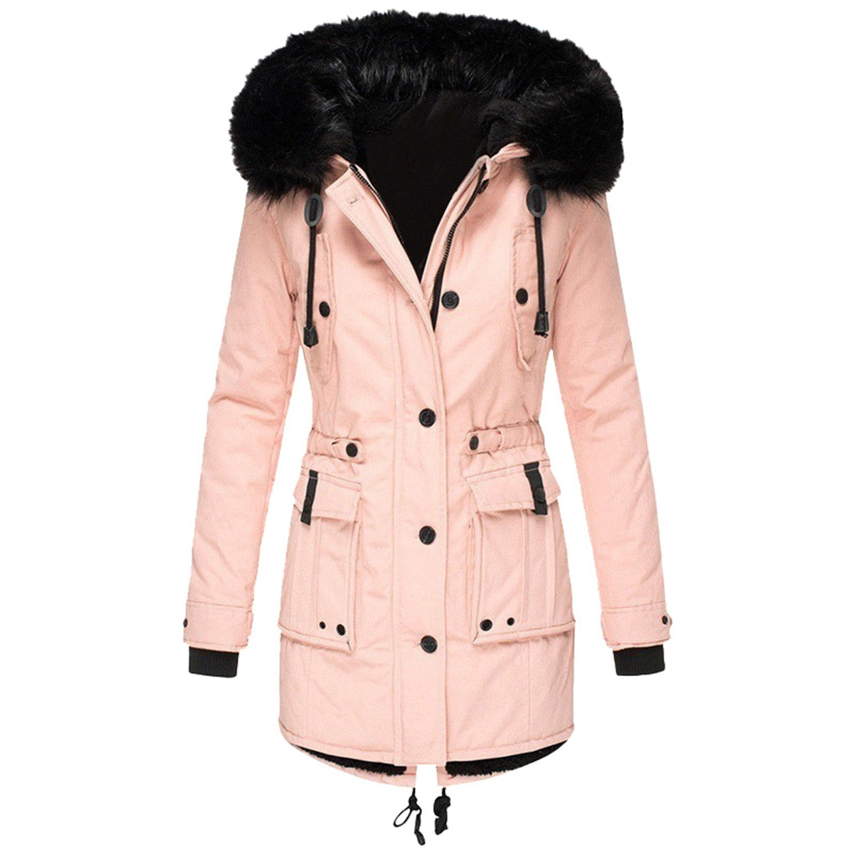 Parka pour femme avec capuche en fausse fourrure et matelassage