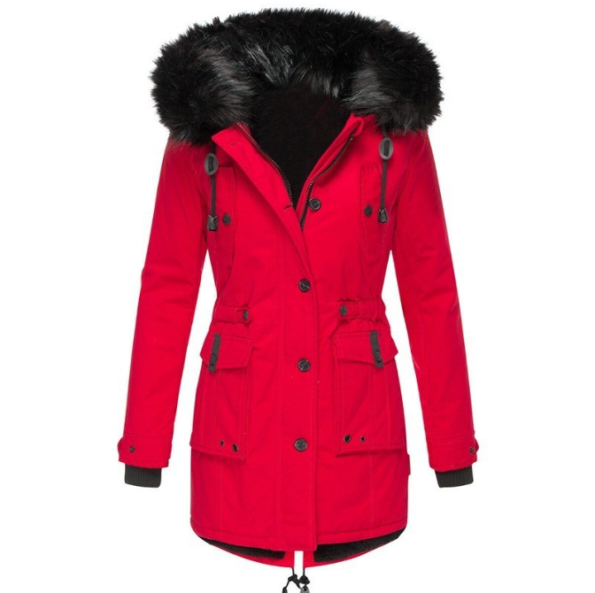 Parka pour femme avec capuche en fausse fourrure et matelassage