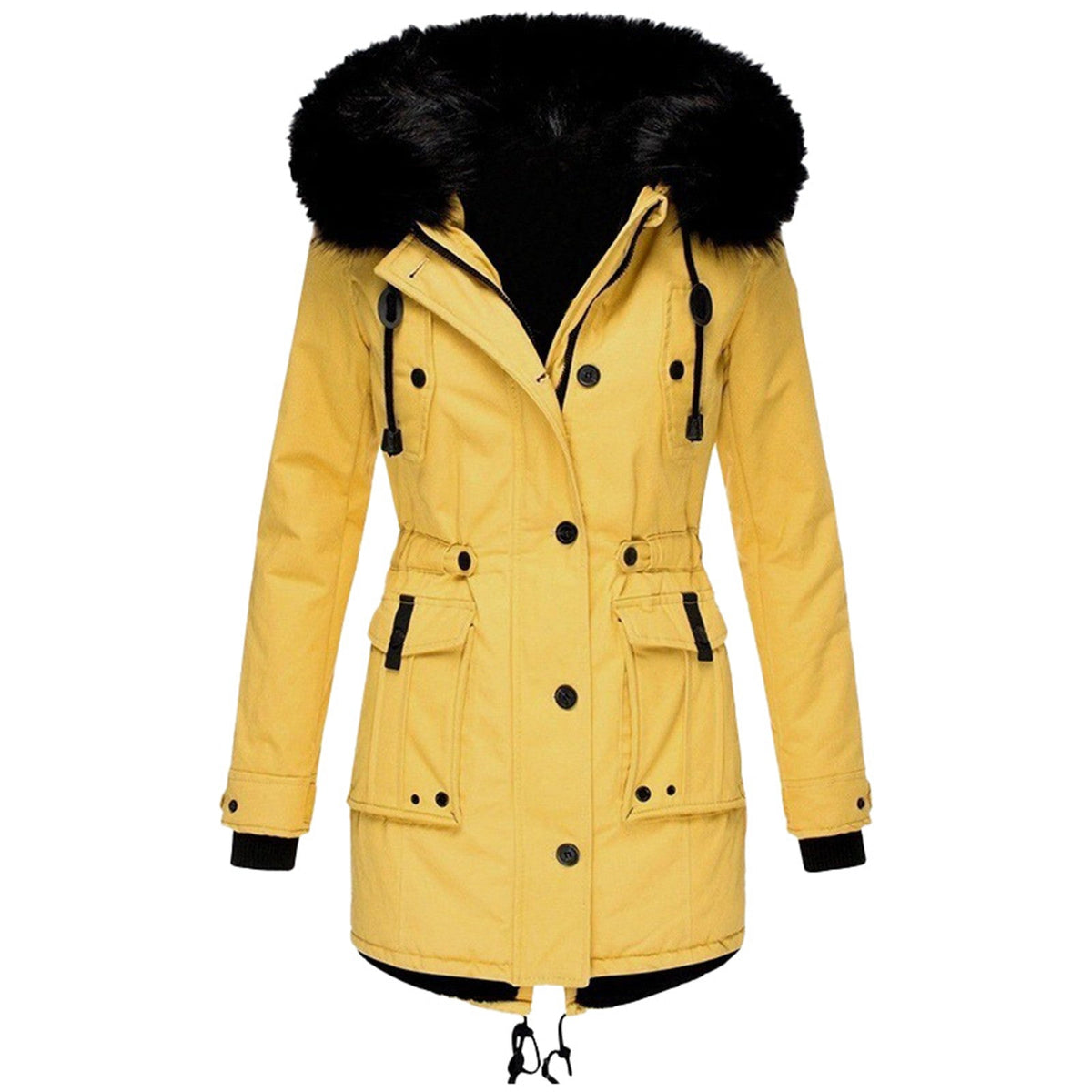 Parka pour femme avec capuche en fausse fourrure et matelassage