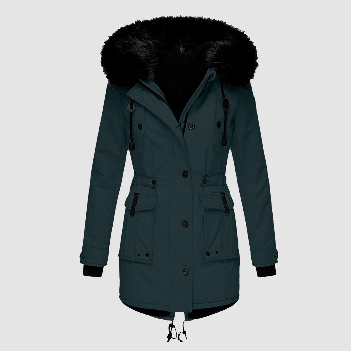 Parka pour femme avec capuche en fausse fourrure et matelassage