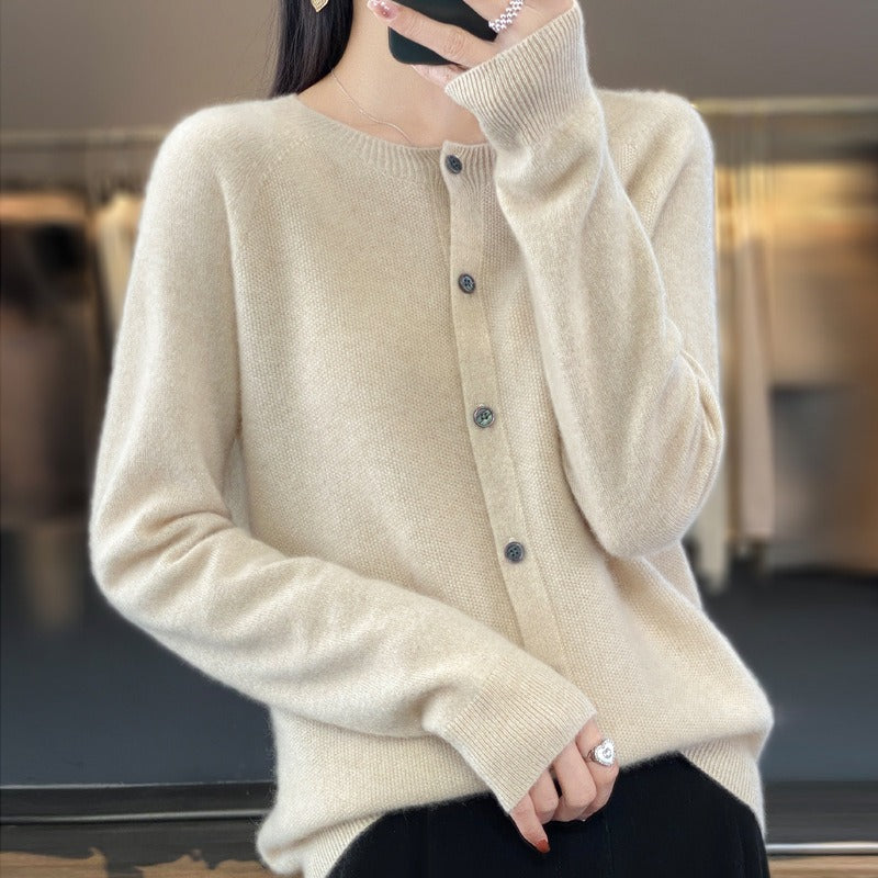 Weicher Strickcardigan mit Rundhalsausschnitt für Damen