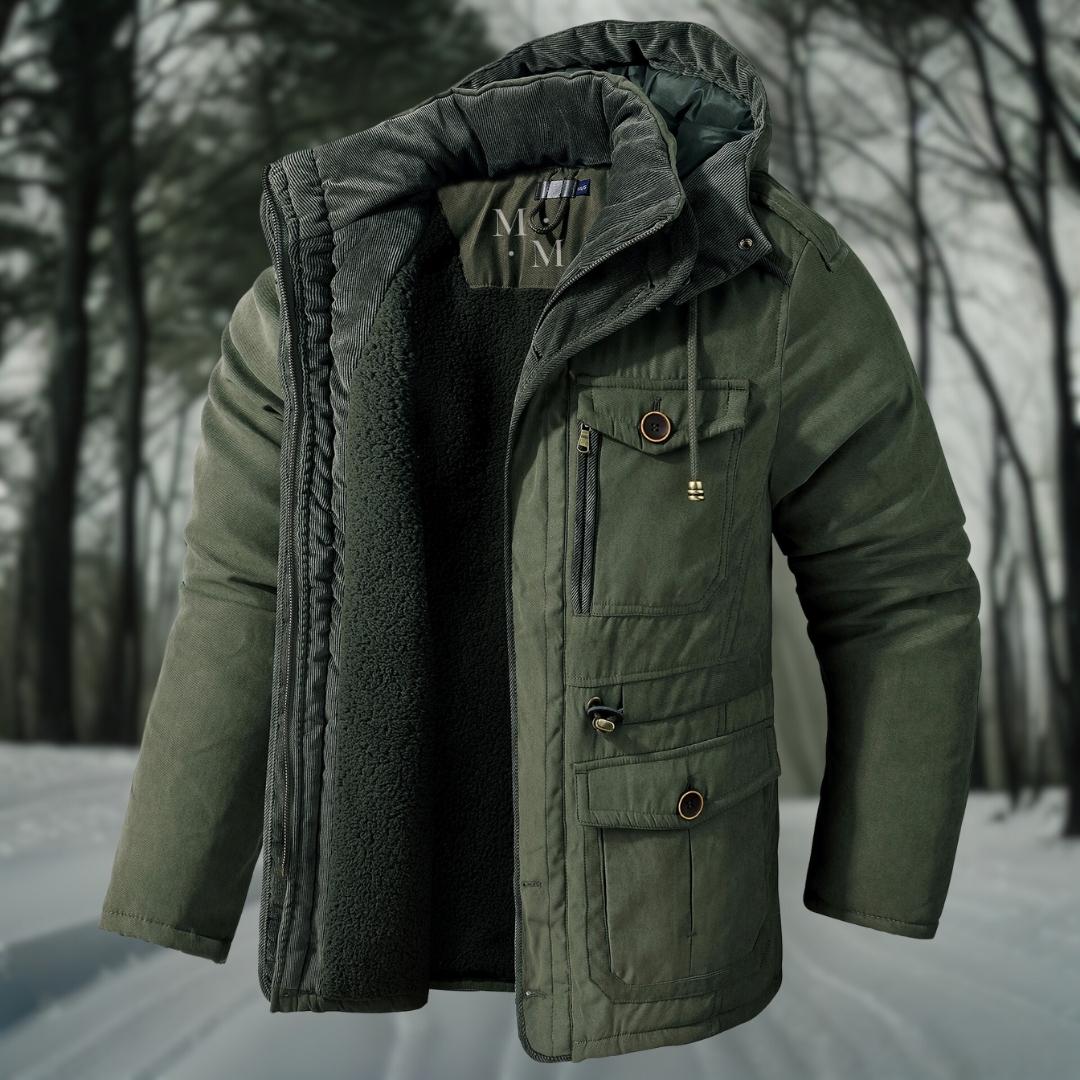 Gesteppte Winterjacke mit Kapuze und Fleecefutter für Herren