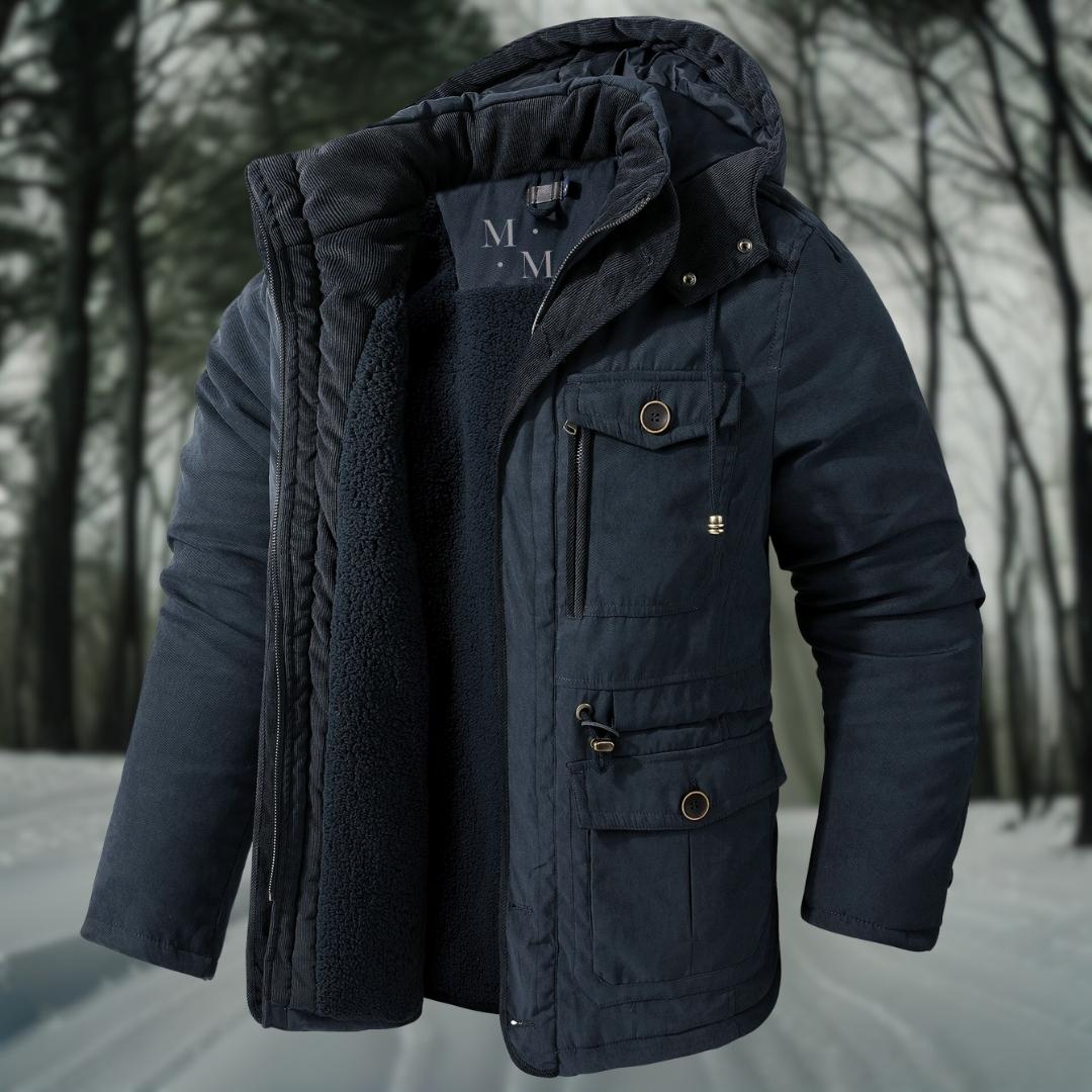 Gesteppte Winterjacke mit Kapuze und Fleecefutter für Herren