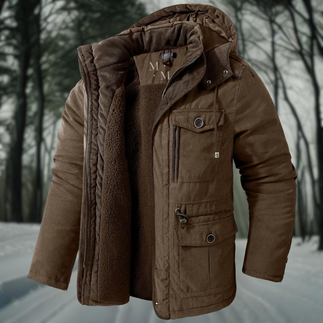 Gesteppte Winterjacke mit Kapuze und Fleecefutter für Herren