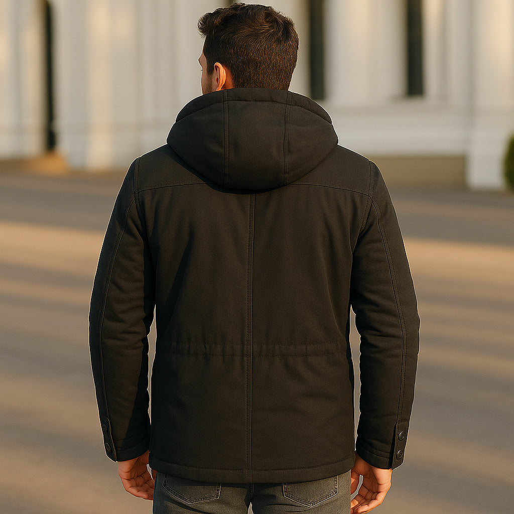 Gesteppte Winterjacke mit Kapuze und Fleecefutter für Herren