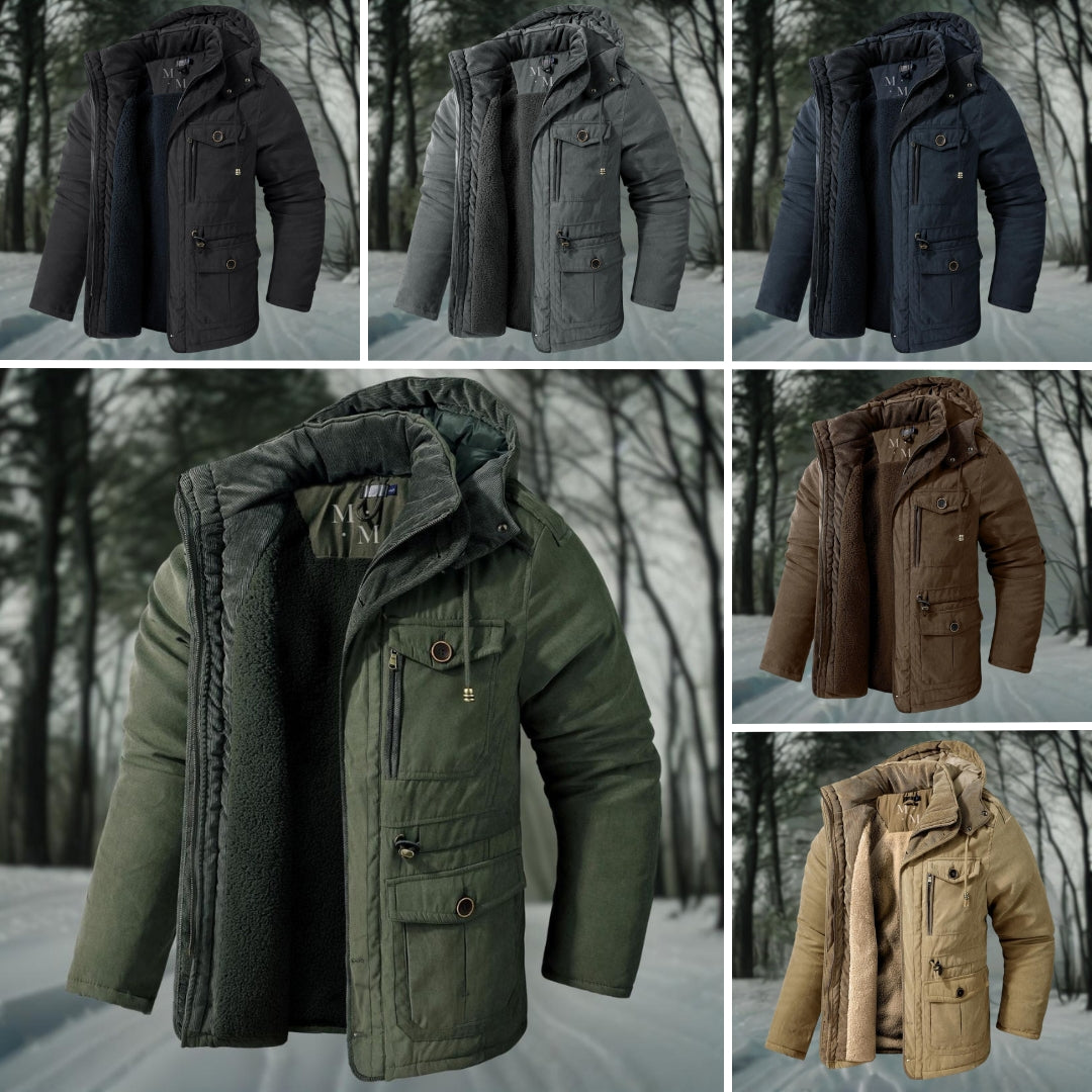 Gesteppte Winterjacke mit Kapuze und Fleecefutter für Herren