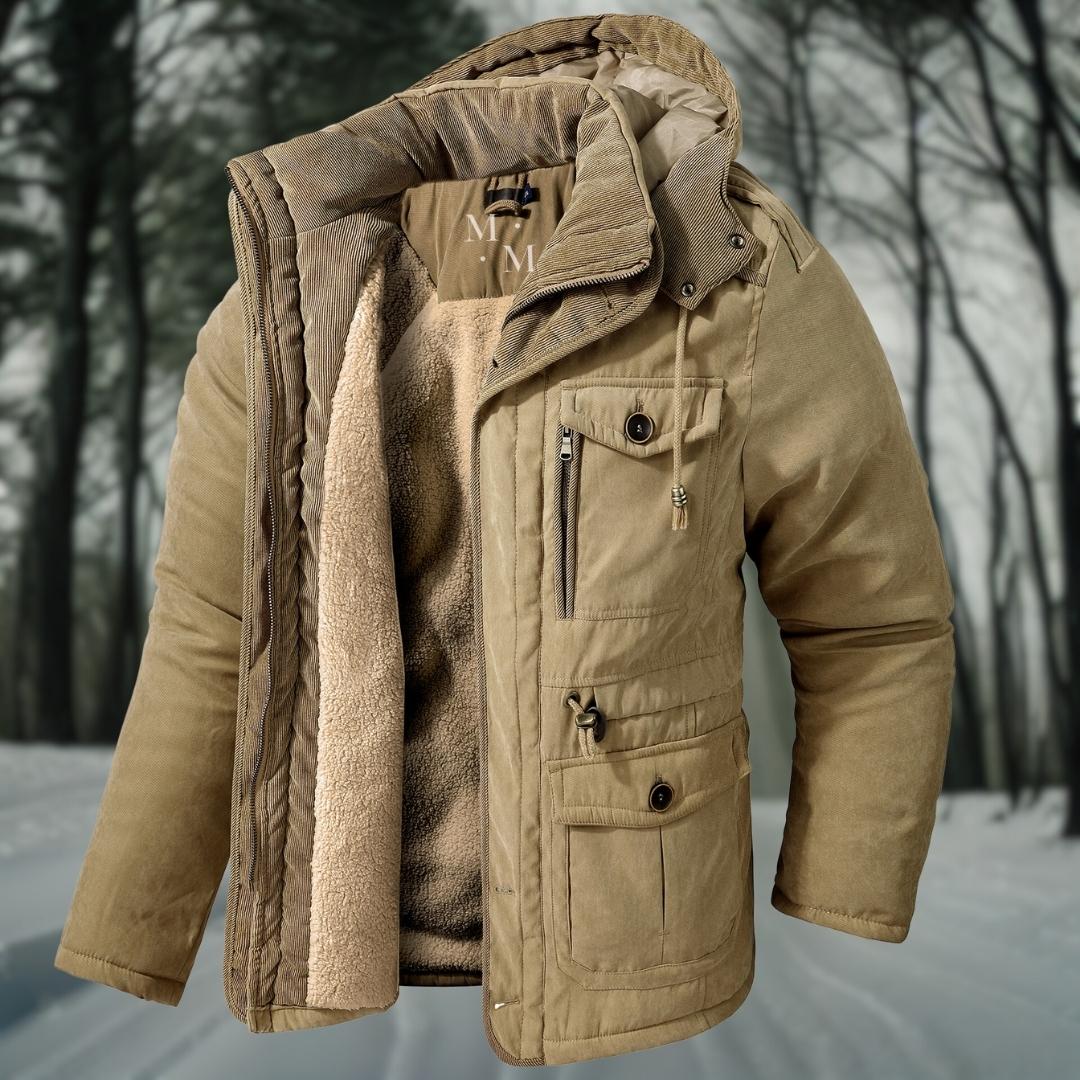 Gesteppte Winterjacke mit Kapuze und Fleecefutter für Herren