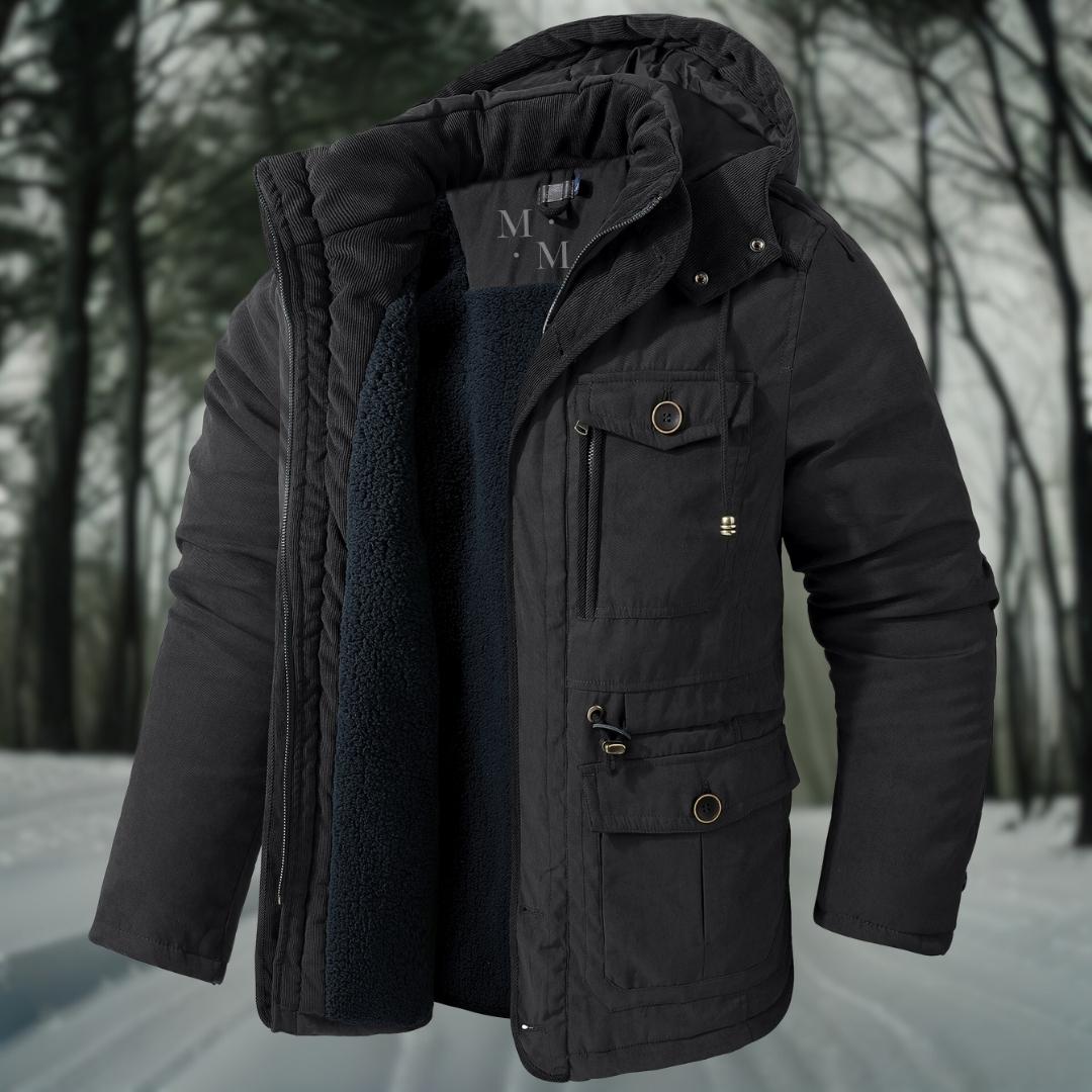 Gesteppte Winterjacke mit Kapuze und Fleecefutter für Herren
