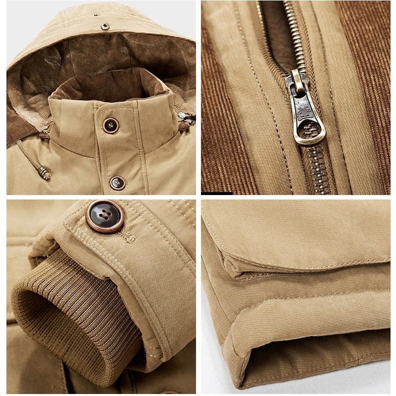Gefütterter Herren Parka mit Kapuze für kalte Tage