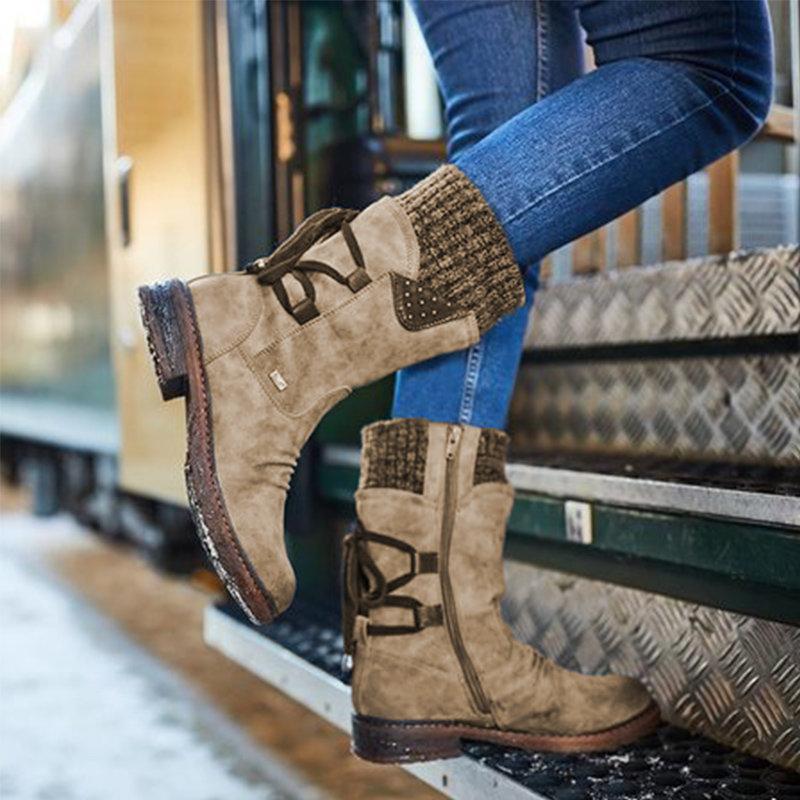Warme Orthopädische Damen Winterstiefel mit Flachem Absatz