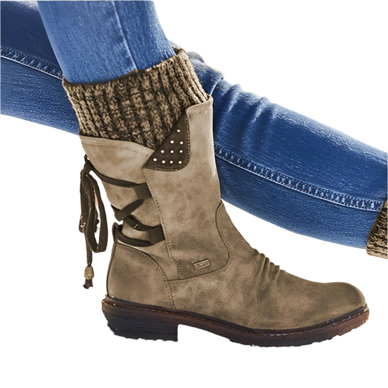 Warme Orthopädische Damen Winterstiefel mit Flachem Absatz