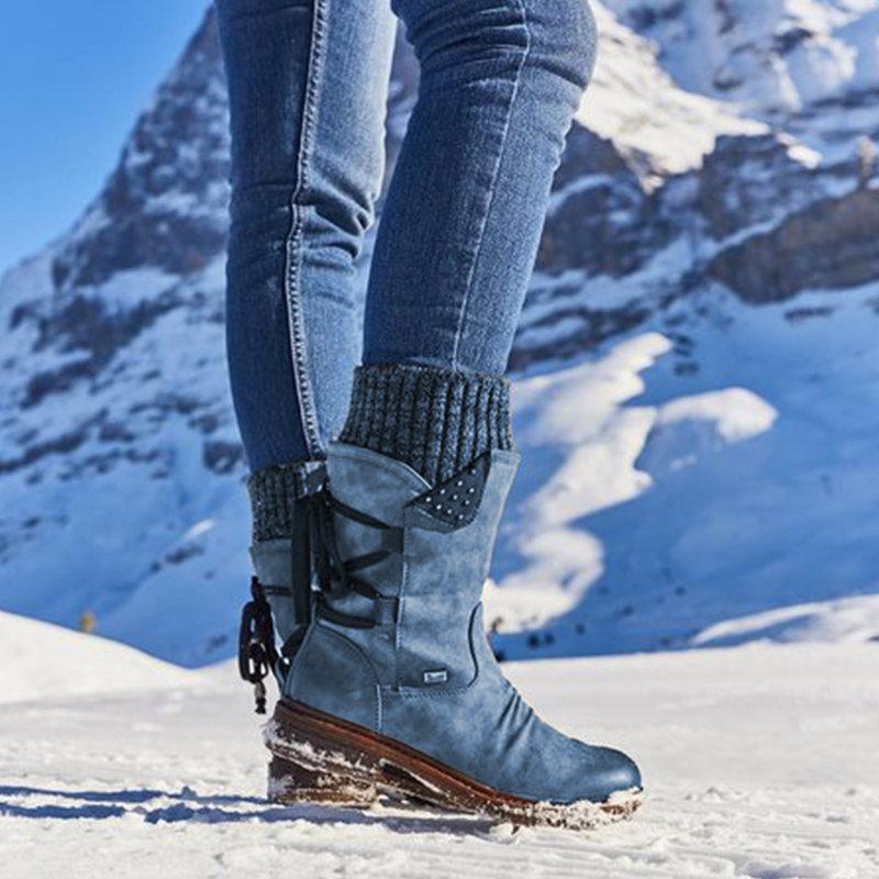 Warme Orthopädische Damen Winterstiefel mit Flachem Absatz