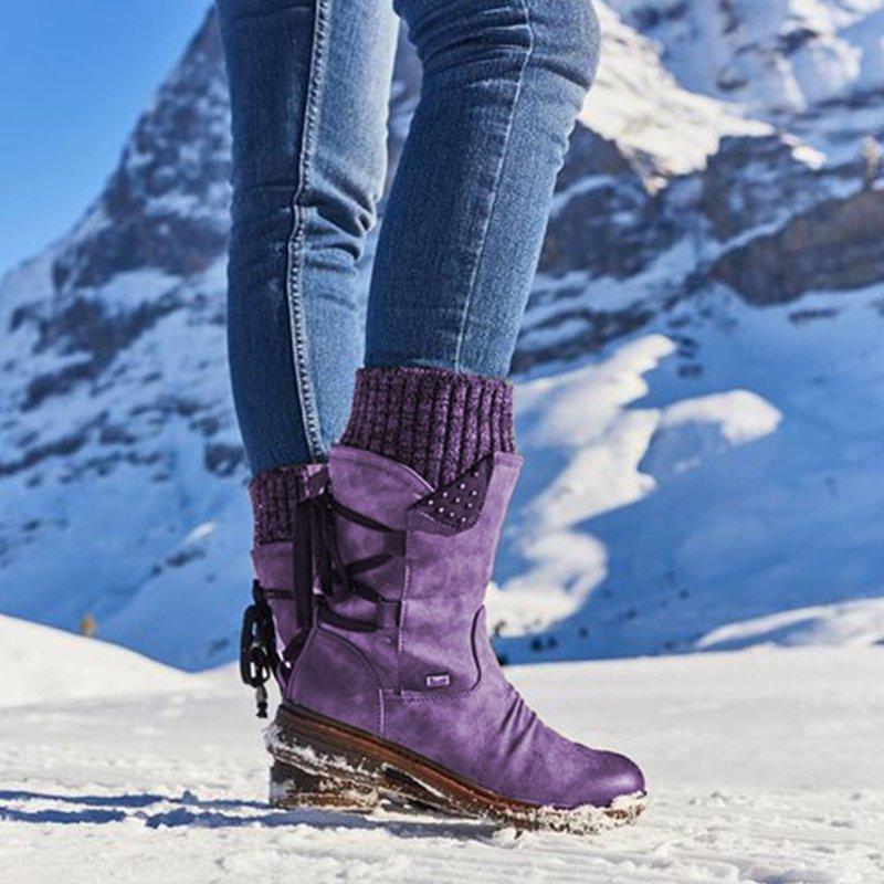 Warme Orthopädische Damen Winterstiefel mit Flachem Absatz
