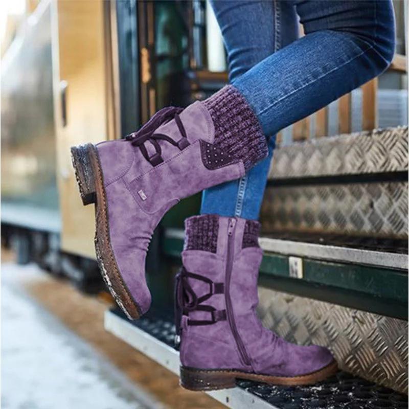 Warme Orthopädische Damen Winterstiefel mit Flachem Absatz