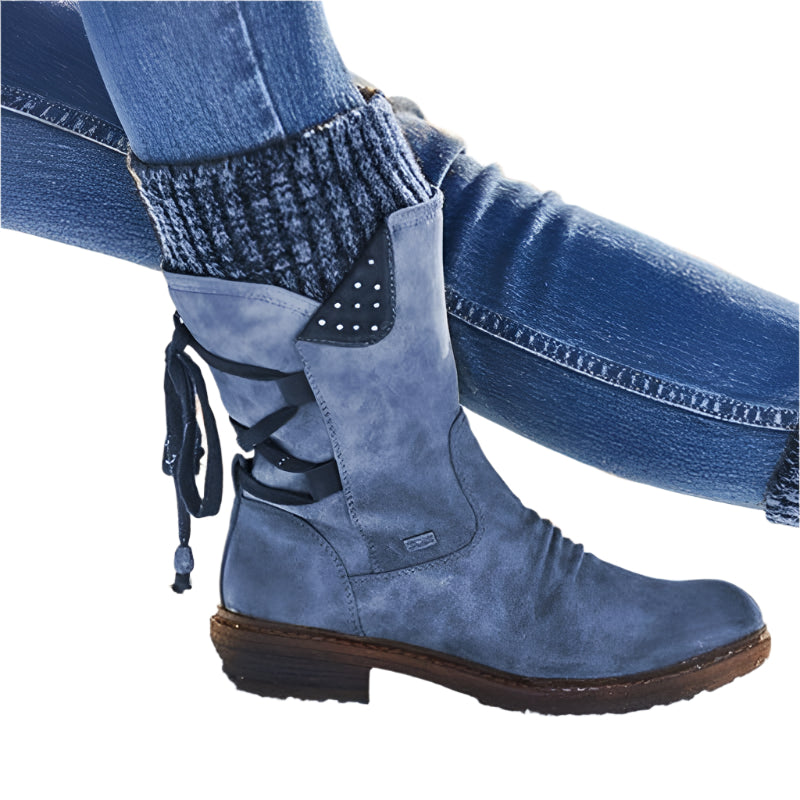 Warme Orthopädische Damen Winterstiefel mit Flachem Absatz