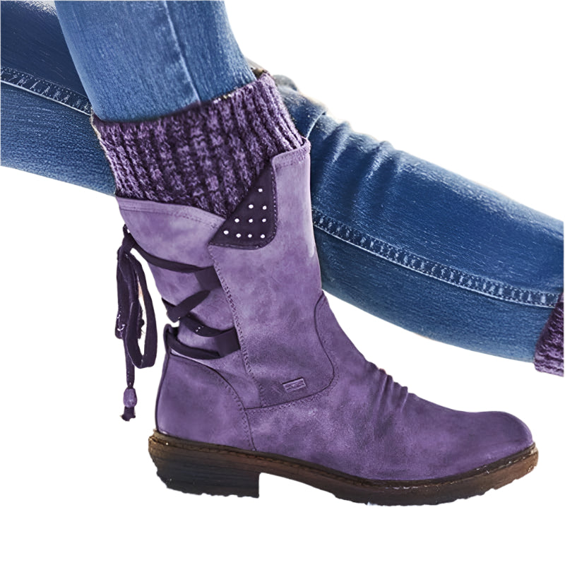 Warme Orthopädische Damen Winterstiefel mit Flachem Absatz