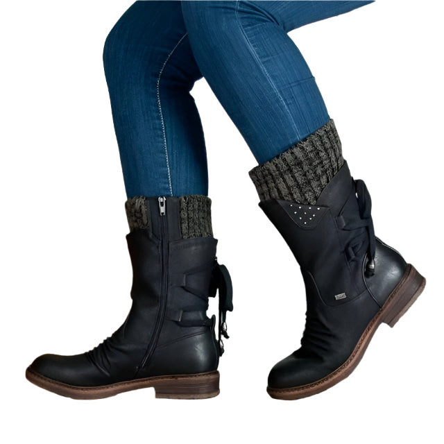 Warme Orthopädische Damen Winterstiefel mit Flachem Absatz