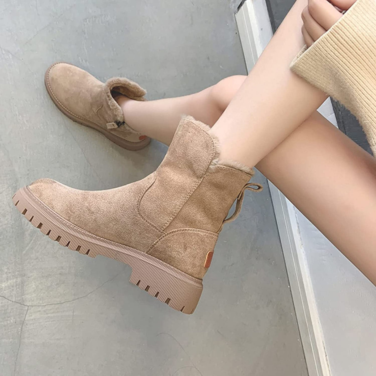 Gefütterte Damen Winterstiefel Mit Rutschfester Sohle