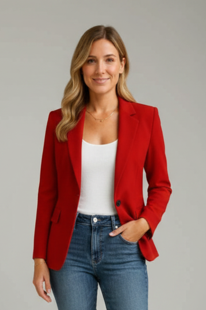 Blazer élégant à col tailleur et fermeture à un bouton