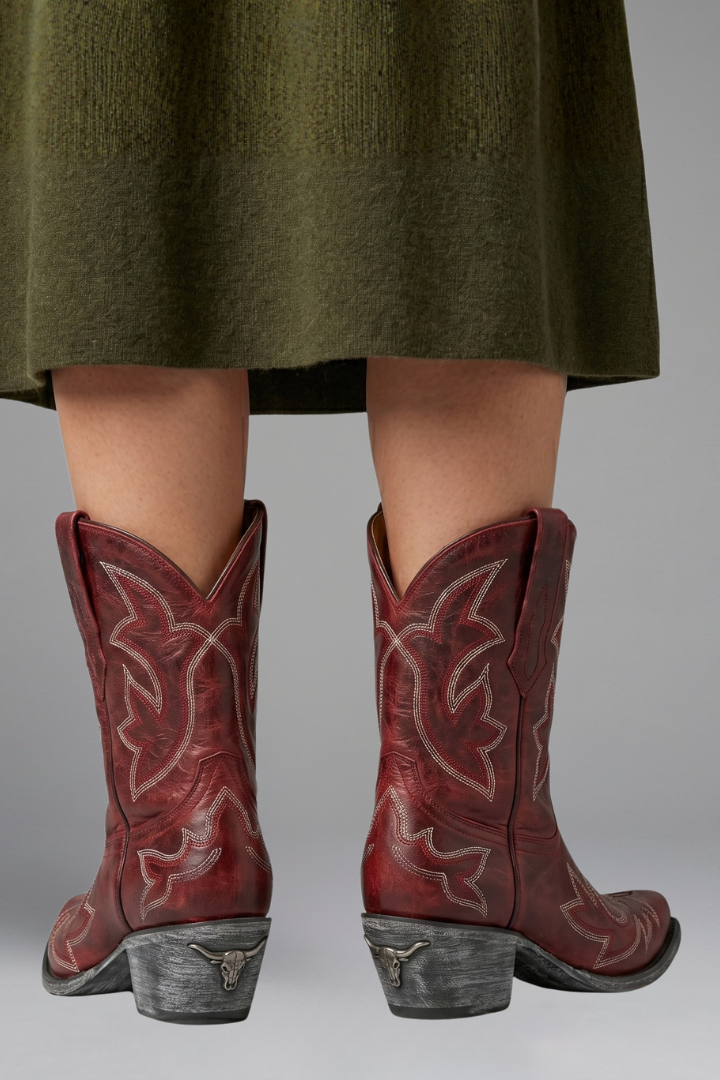 Bestickte Western-Stiefel Mit Spitzer Zehenpartie