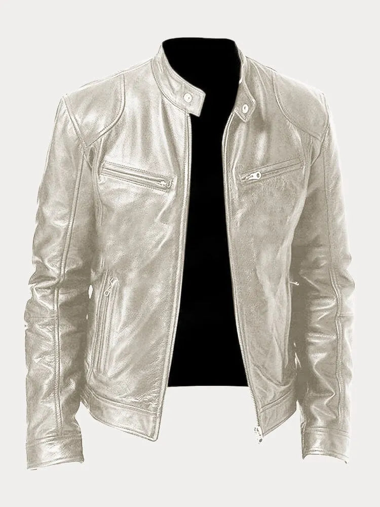 Damen Moto Jacke in Lederoptik mit Ziernähten