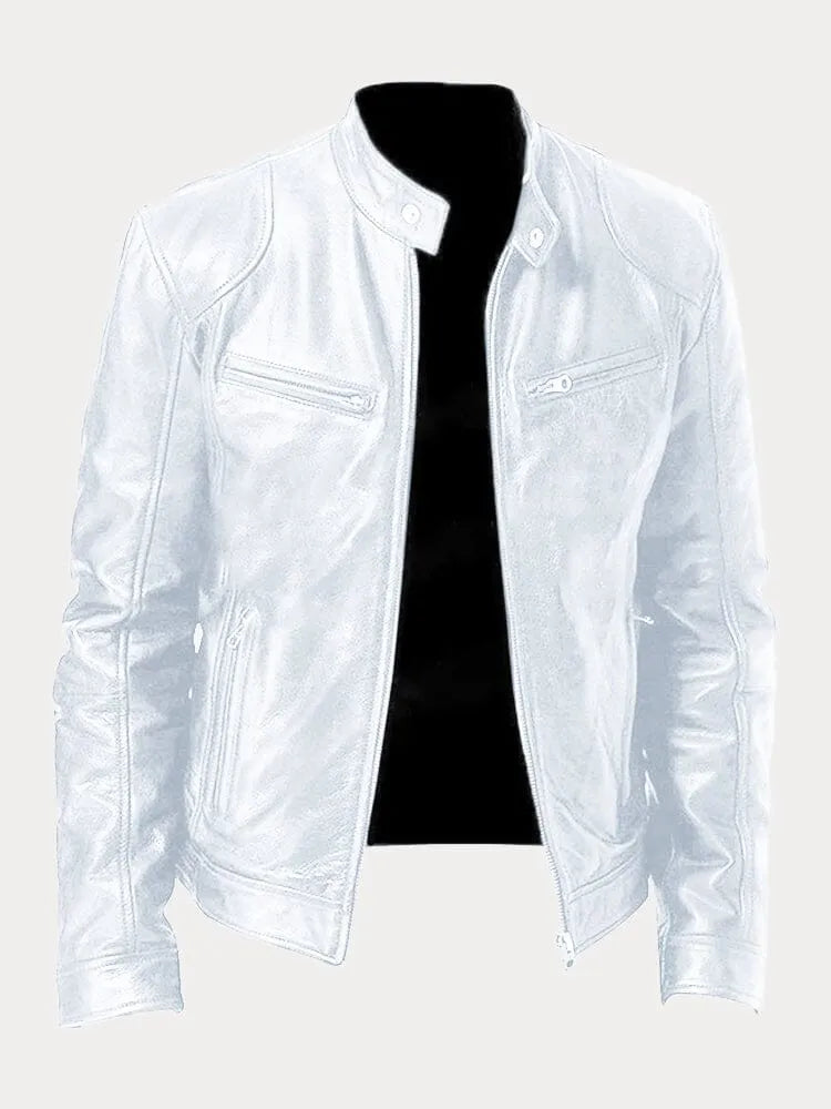 Damen Moto Jacke in Lederoptik mit Ziernähten