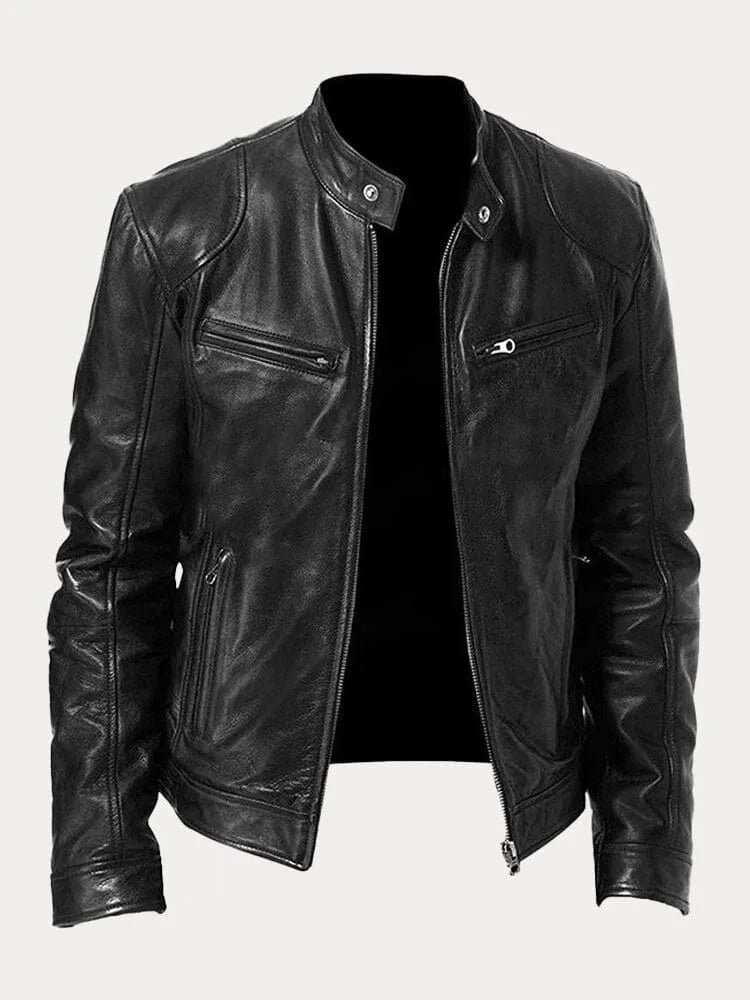 Damen Moto Jacke in Lederoptik mit Ziernähten