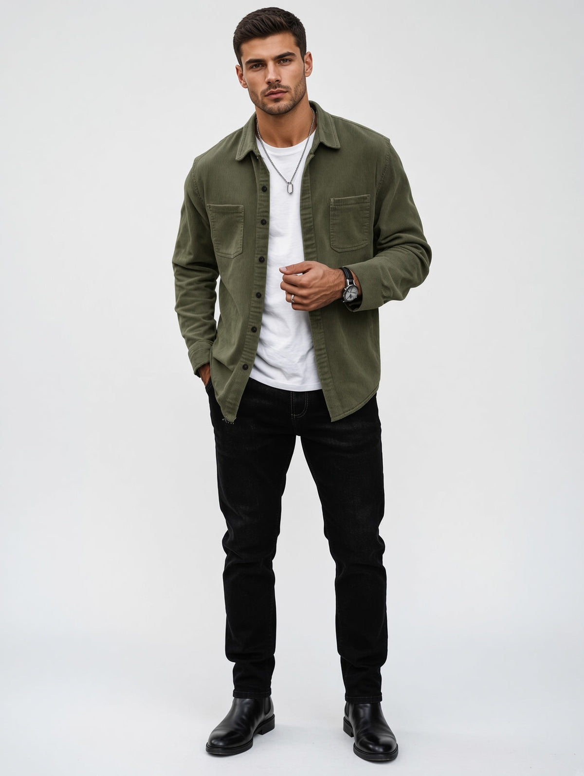 Herren Overshirt aus Cord mit Brusttaschen