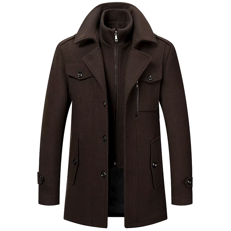 Eleganter Wintermantel mit hohem Kragen aus Wollmischung