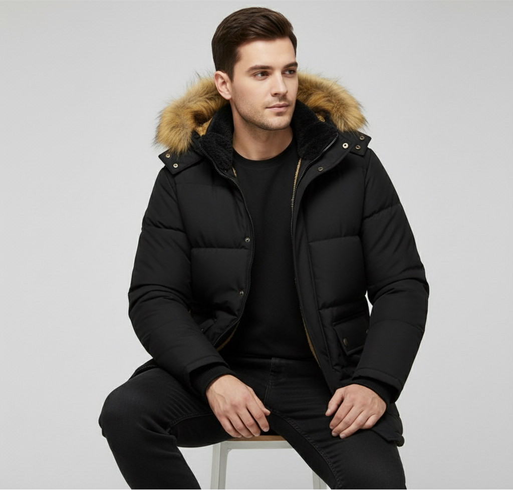 Herren Winterparka Mit Teddyfutter Und Kapuze