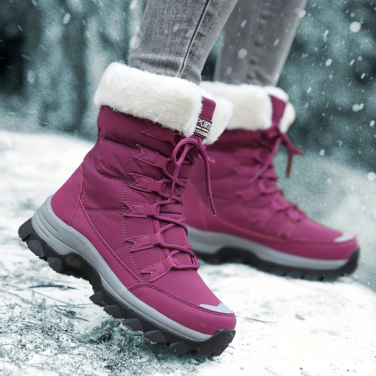 Bottes d'hiver isolées aspect cuir